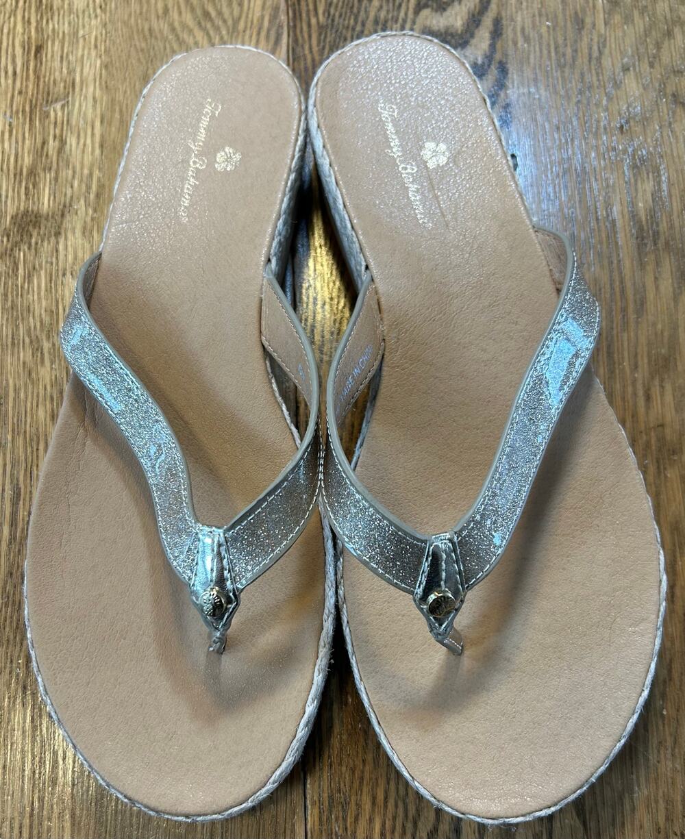 New! Tommy Bahama Thomas Gold Shimmer Sandal Sz 10 EU 41 Braided Rope/Pineapple